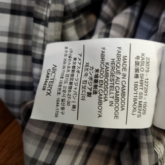 Arcteryx Mens Kaslo Plaid Hidden Snaps Short Sleeve Zip Pocket Shirt Size XL - Picture 7 of 9